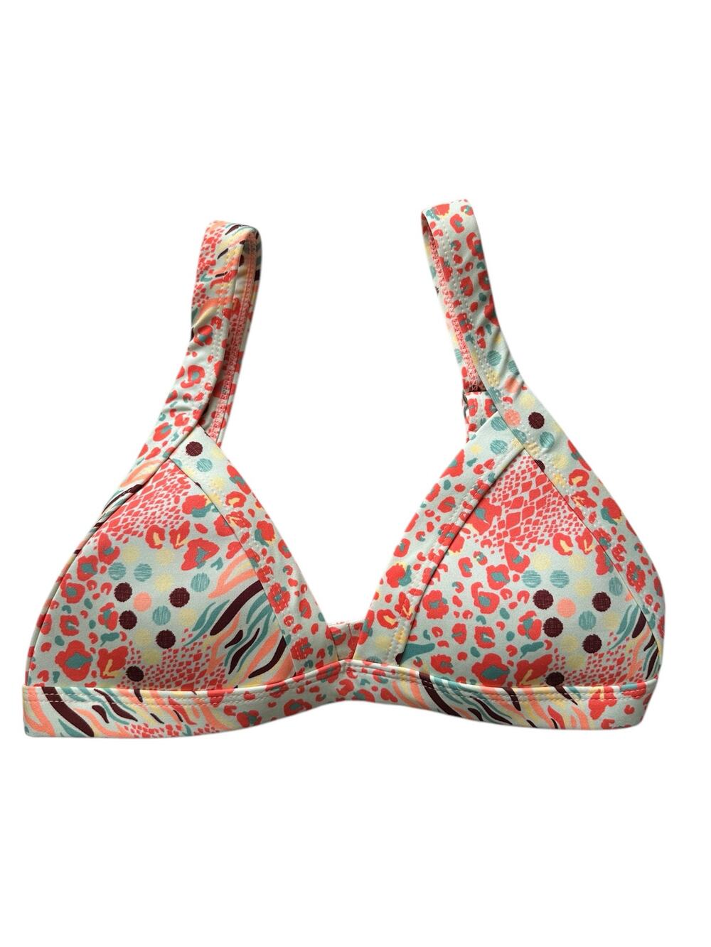 NEW OneOne Kameron Bikini Top Vibrant Animal Geometric Floral Print Size Medium
